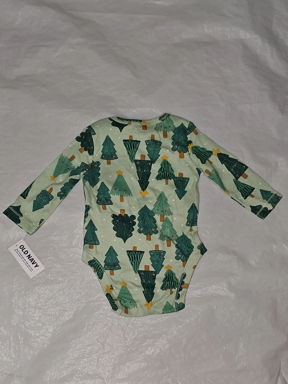 Old Navy Green Christmas Trees Long-Sleeve Bodysuit for Baby 0-3 Months New